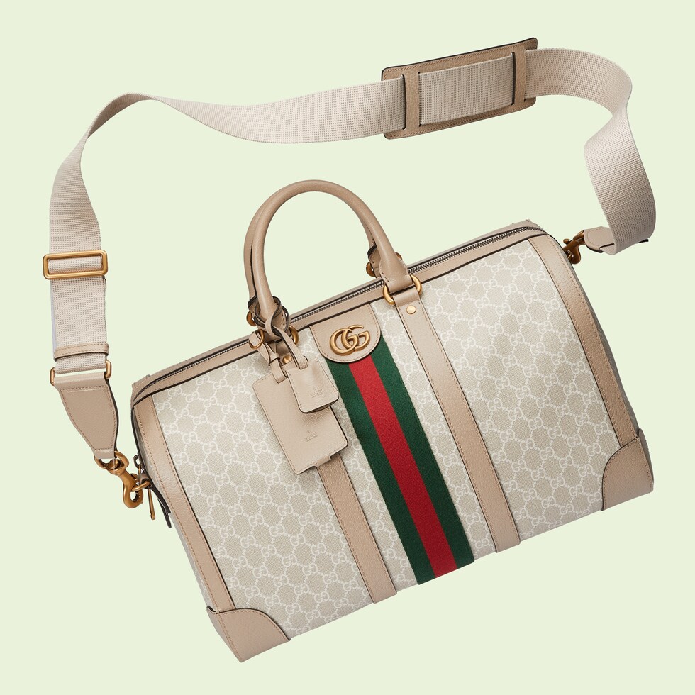 Gucci Savoy duffle bag in beige and white GG Supreme GUCCI® TR