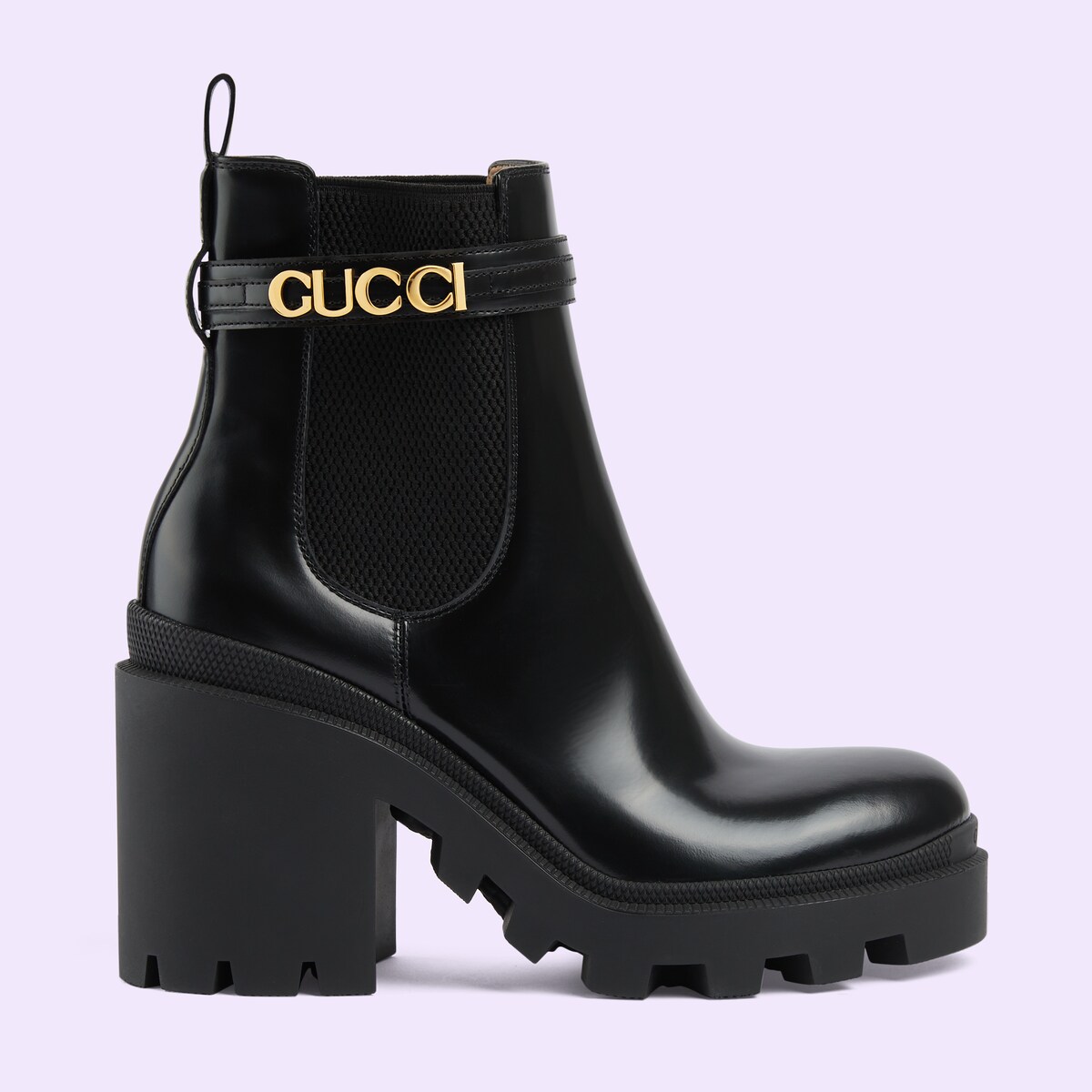 Women's ankle boot with logo in black leather GUCCI® US