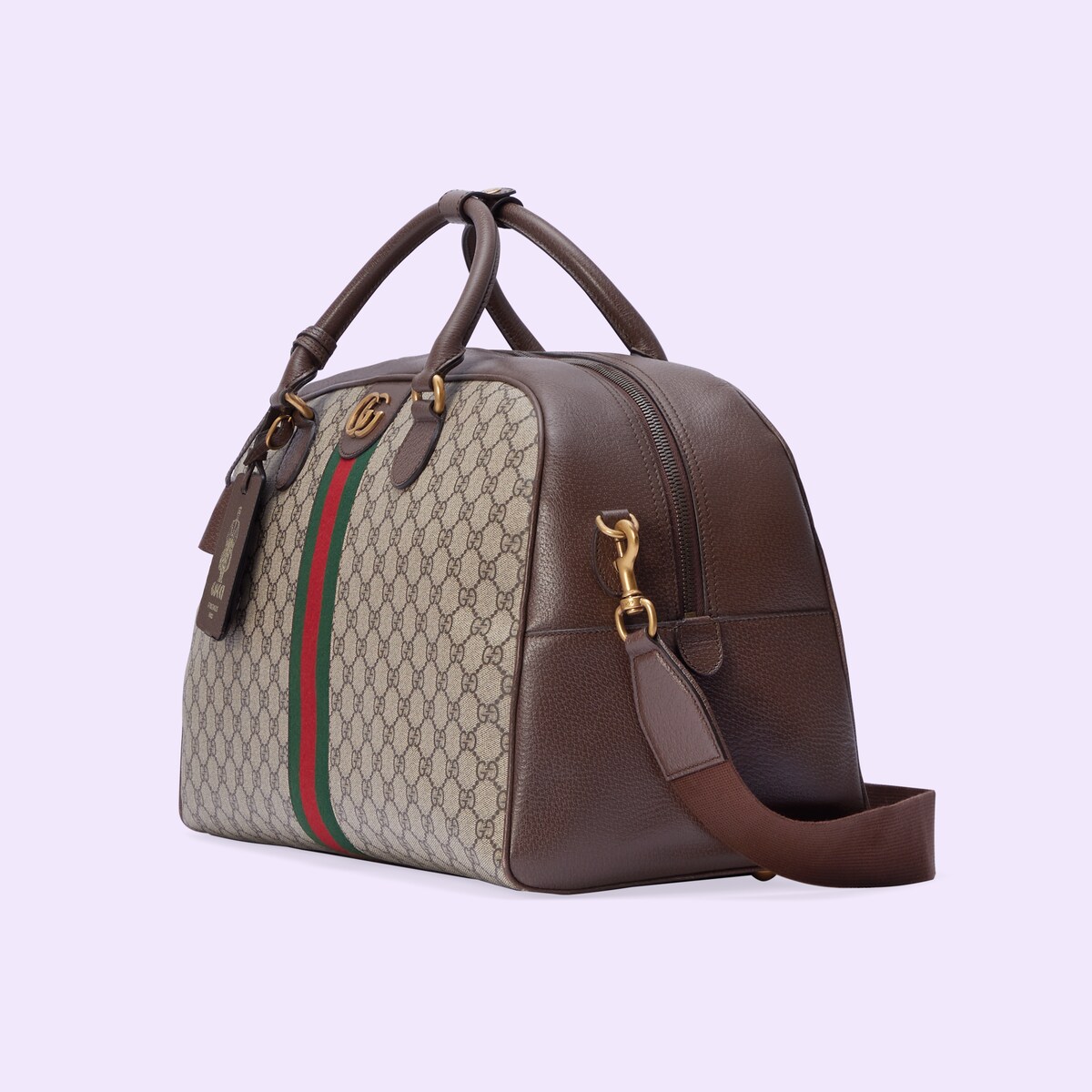 Gucci Savoy large bowling bag in beige and ebony Supreme GUCCI® US