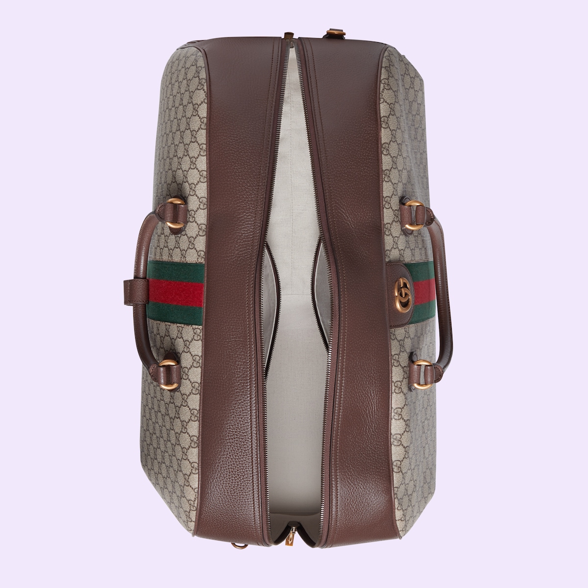 Gucci Savoy maxi bowling bag in beige and ebony Supreme GUCCI® US
