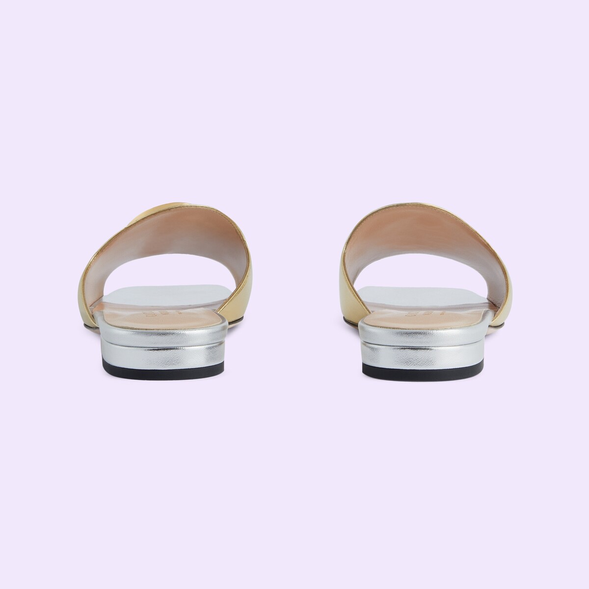 Women's Gucci Nojum Blondie slide in metallic platinum leather GUCCI® UK