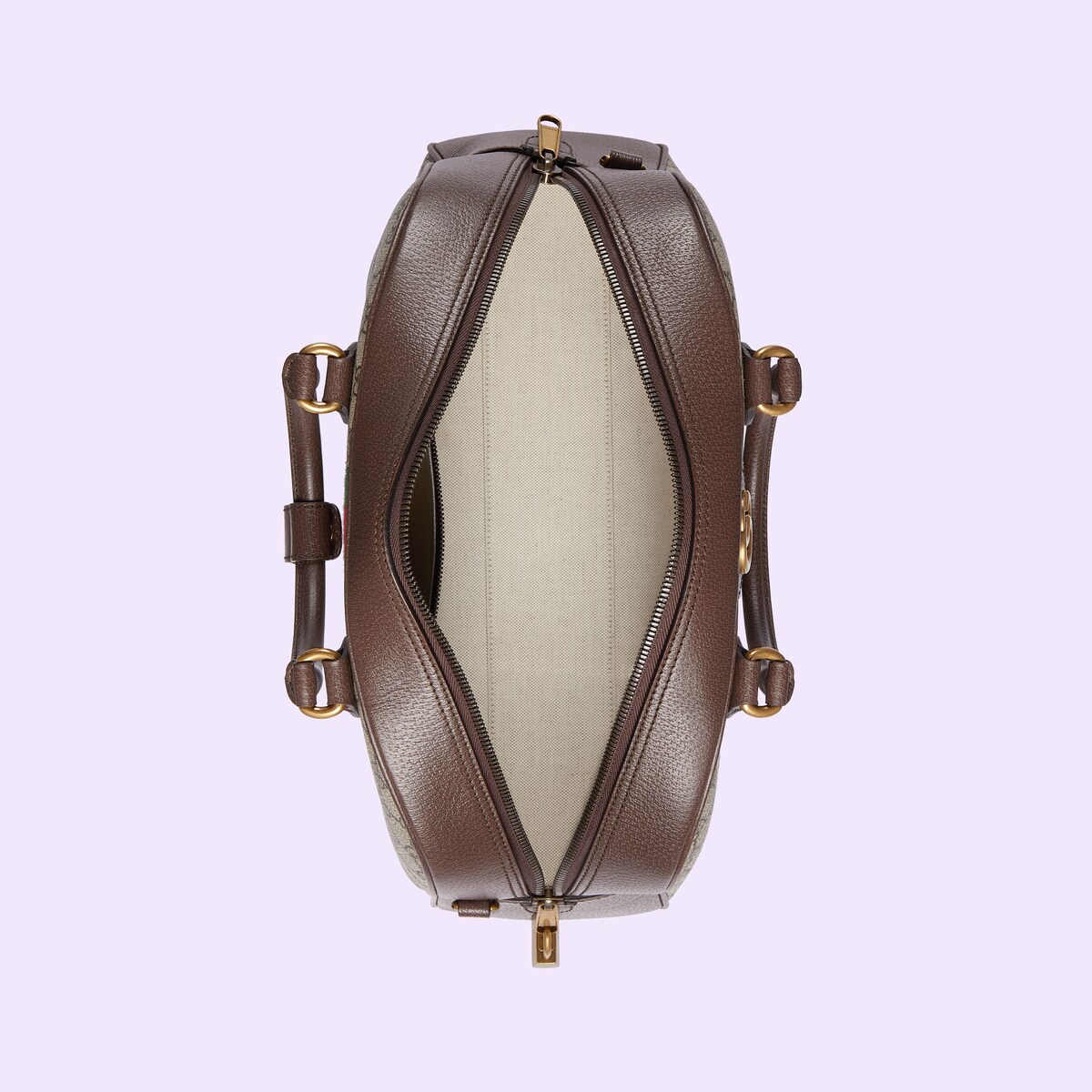 Gucci Savoy medium bowling bag in beige and ebony Supreme GUCCI® US