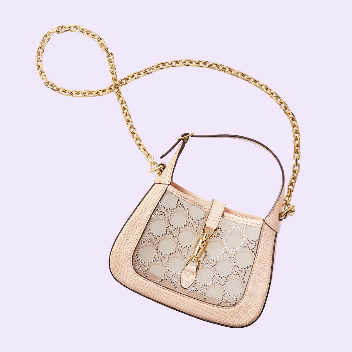 Jackie 1961 mini crystal GG lizard bag in Pink Precious Skins GUCCI® SI