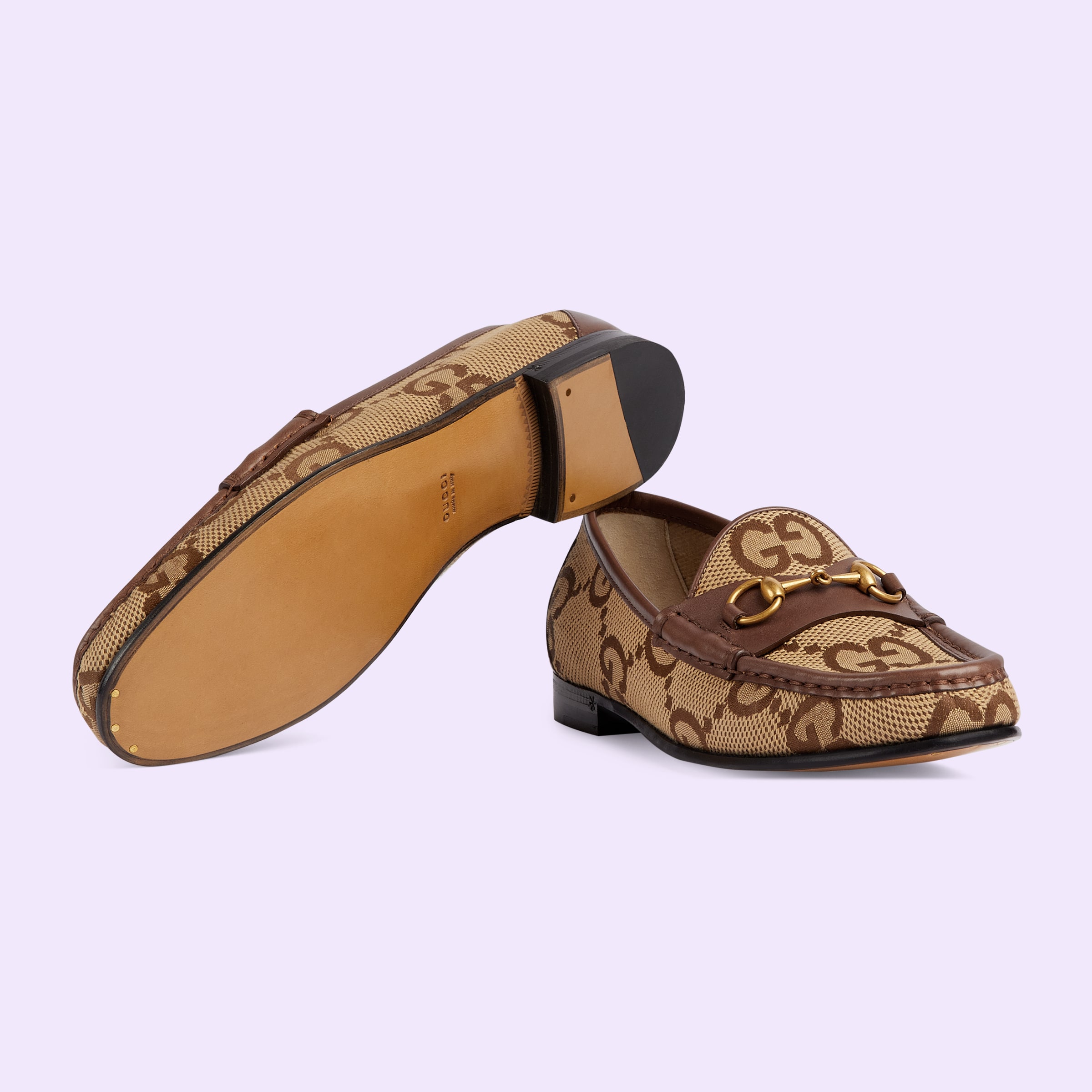 Women's maxi GG loafer in camel and ebony GUCCI® BG