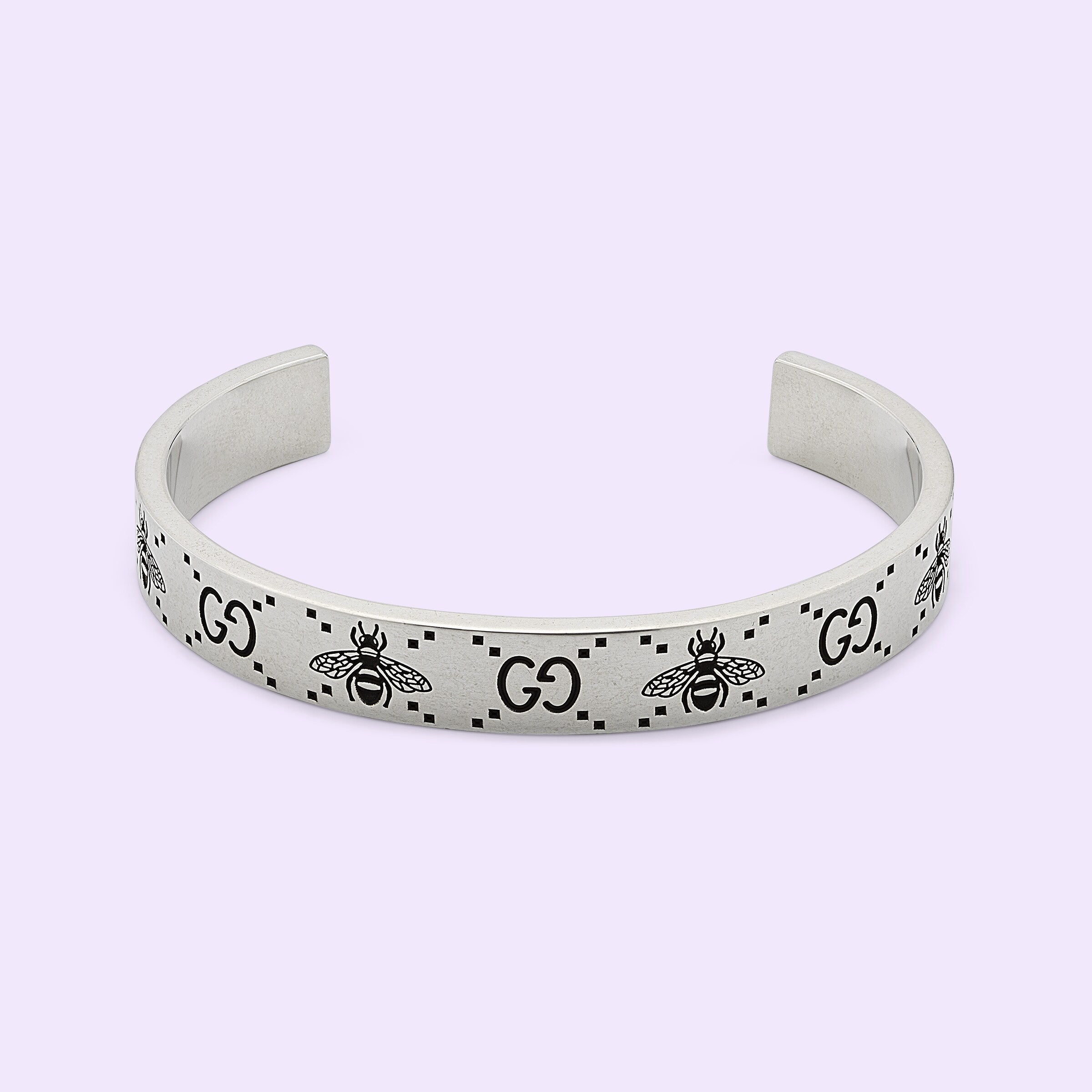 Gg And Bee Engraved Cuff Bracelet In 925 Sterling Silver Gucci® Canada 1344