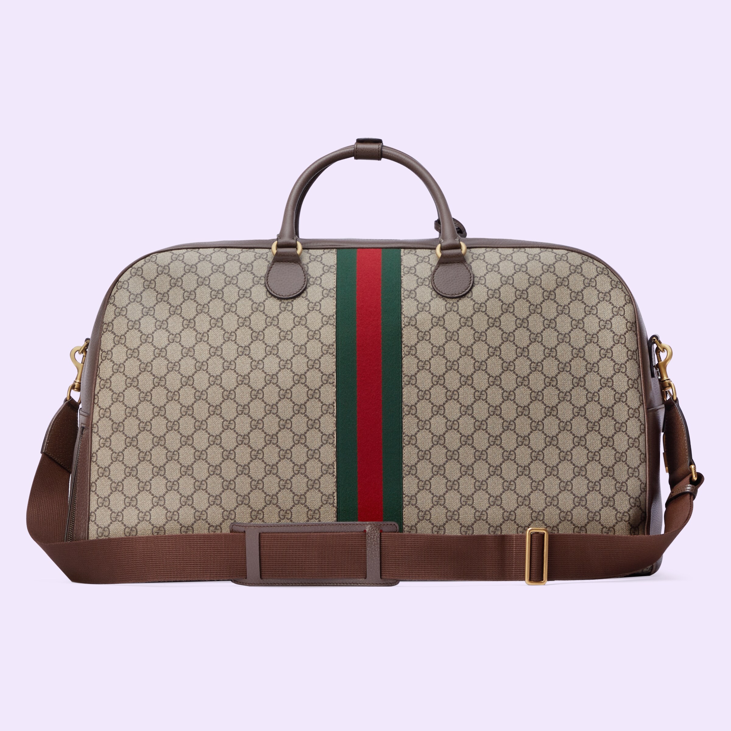 Gucci Savoy maxi bowling bag in beige and ebony Supreme GUCCI® US