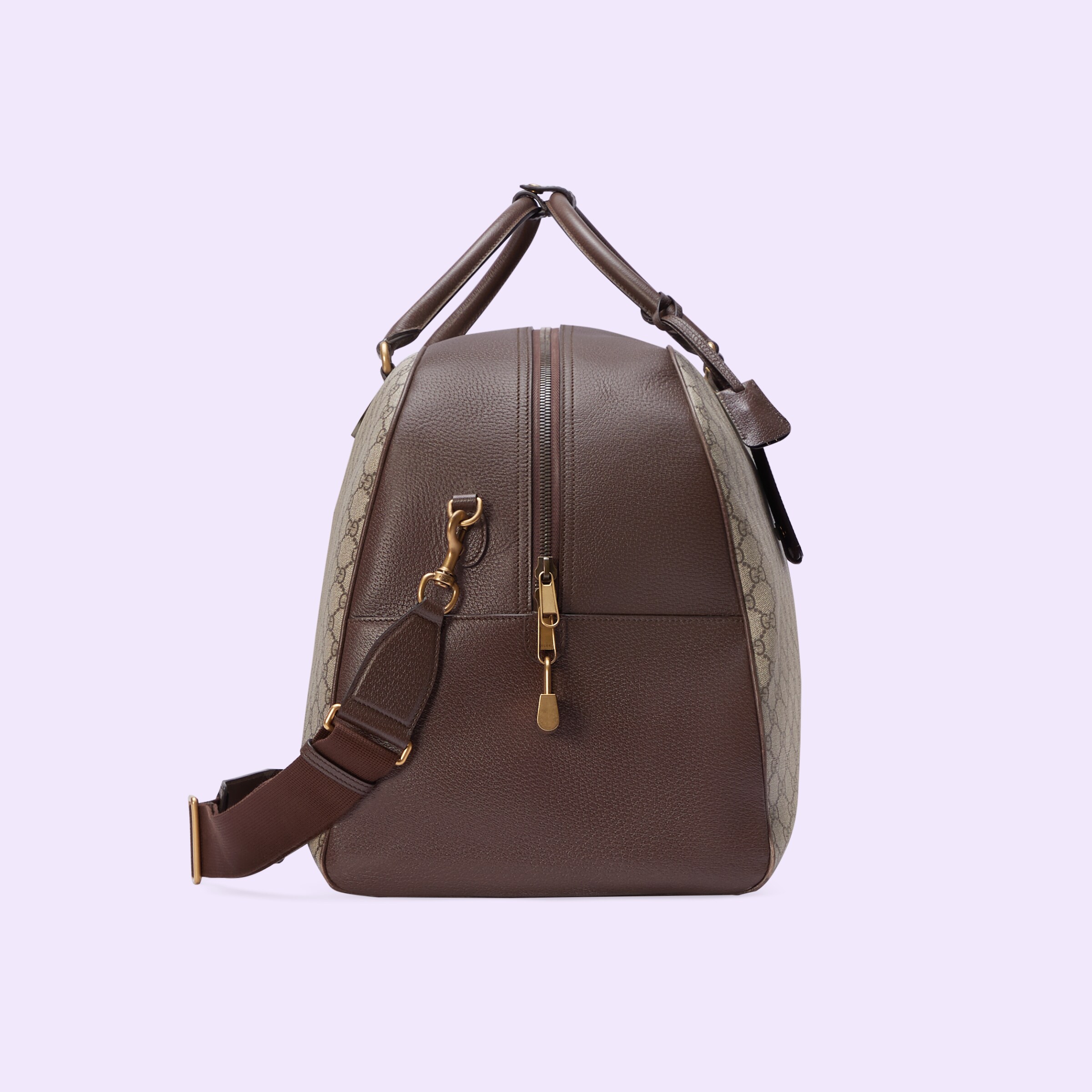 Gucci Savoy maxi bowling bag in beige and ebony Supreme GUCCI® US