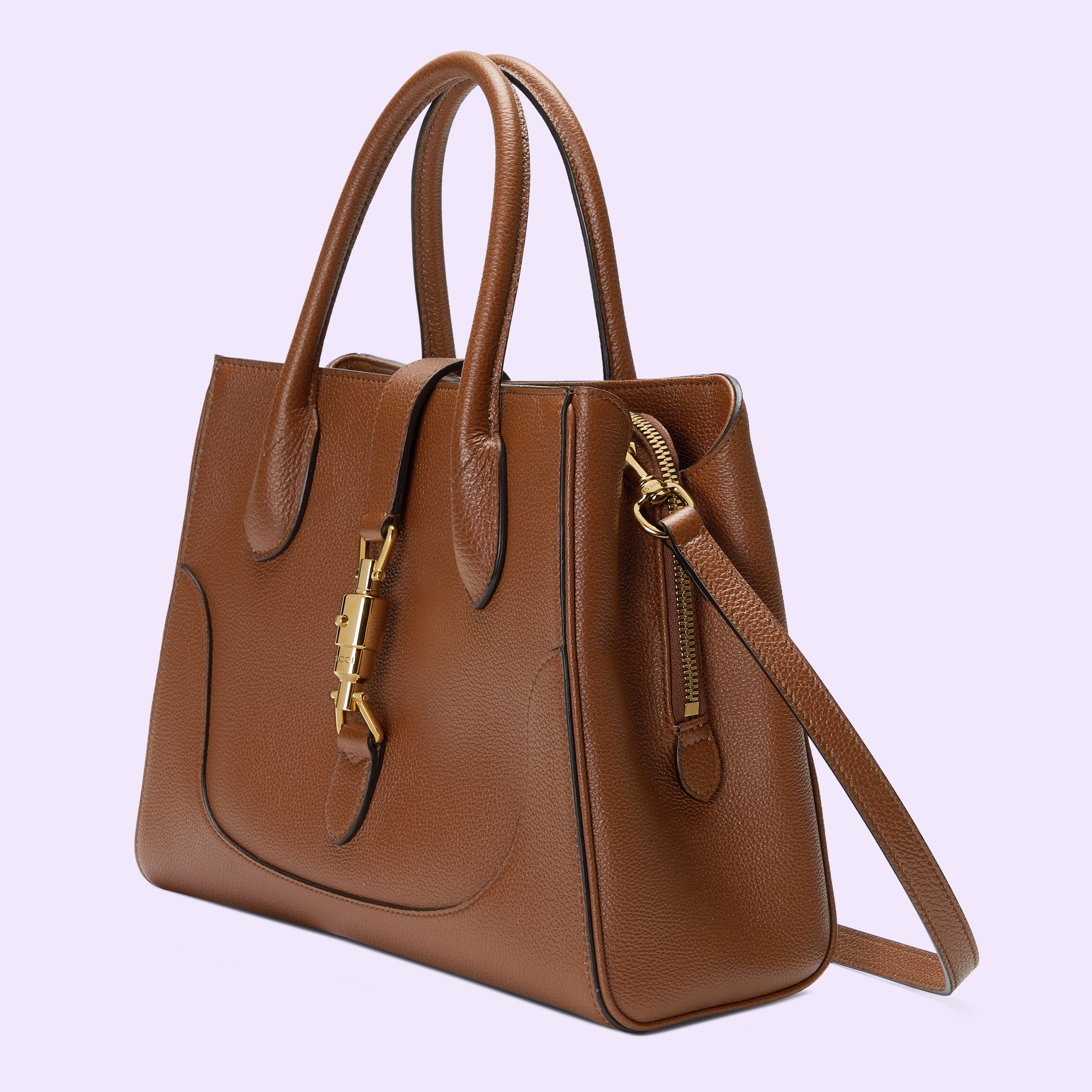 Jackie 1961 small natural grain tote in brown leather GUCCI® US