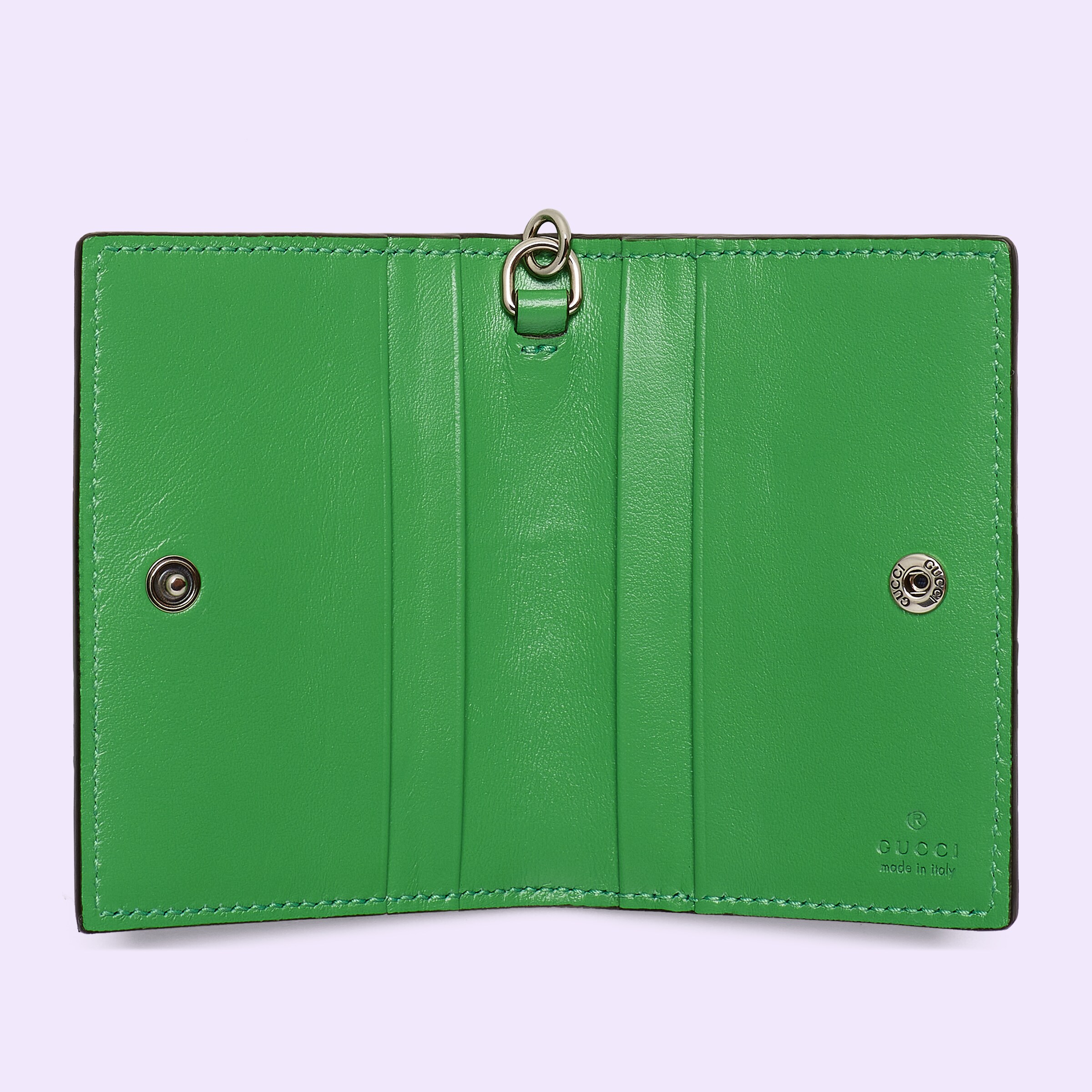GG embossed card case in green and blue leather GUCCI® Canada
