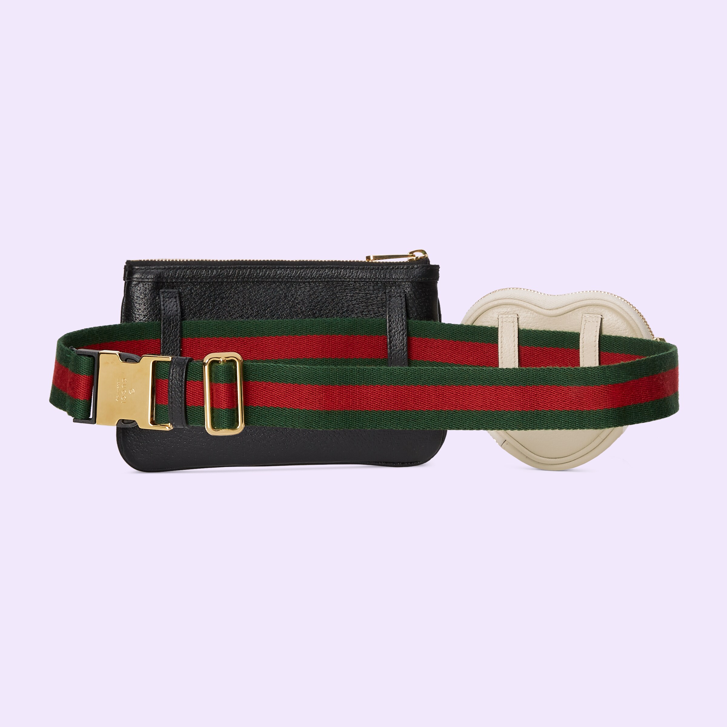 Ophidia heart utility belt in black and white leather GUCCI® US