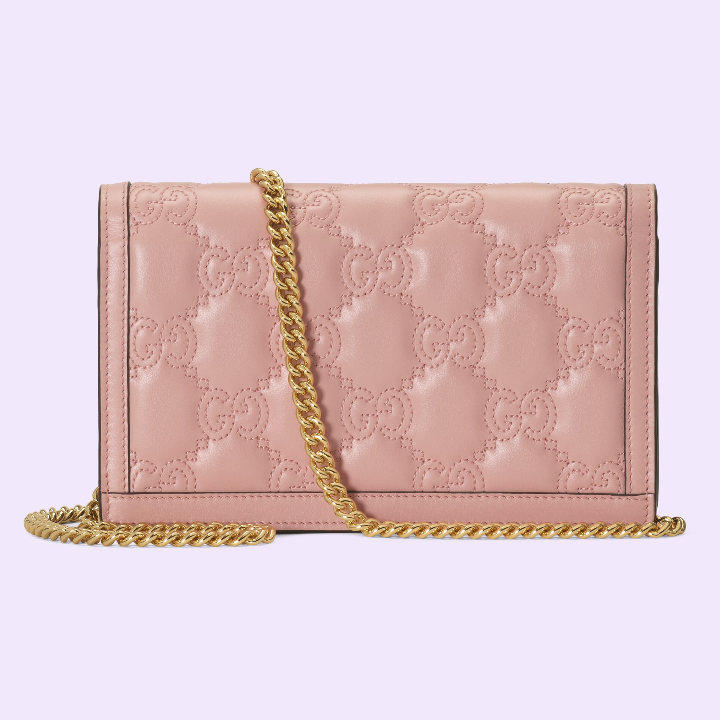 GG Matelassé chain wallet in light pink leather GUCCI® Australia