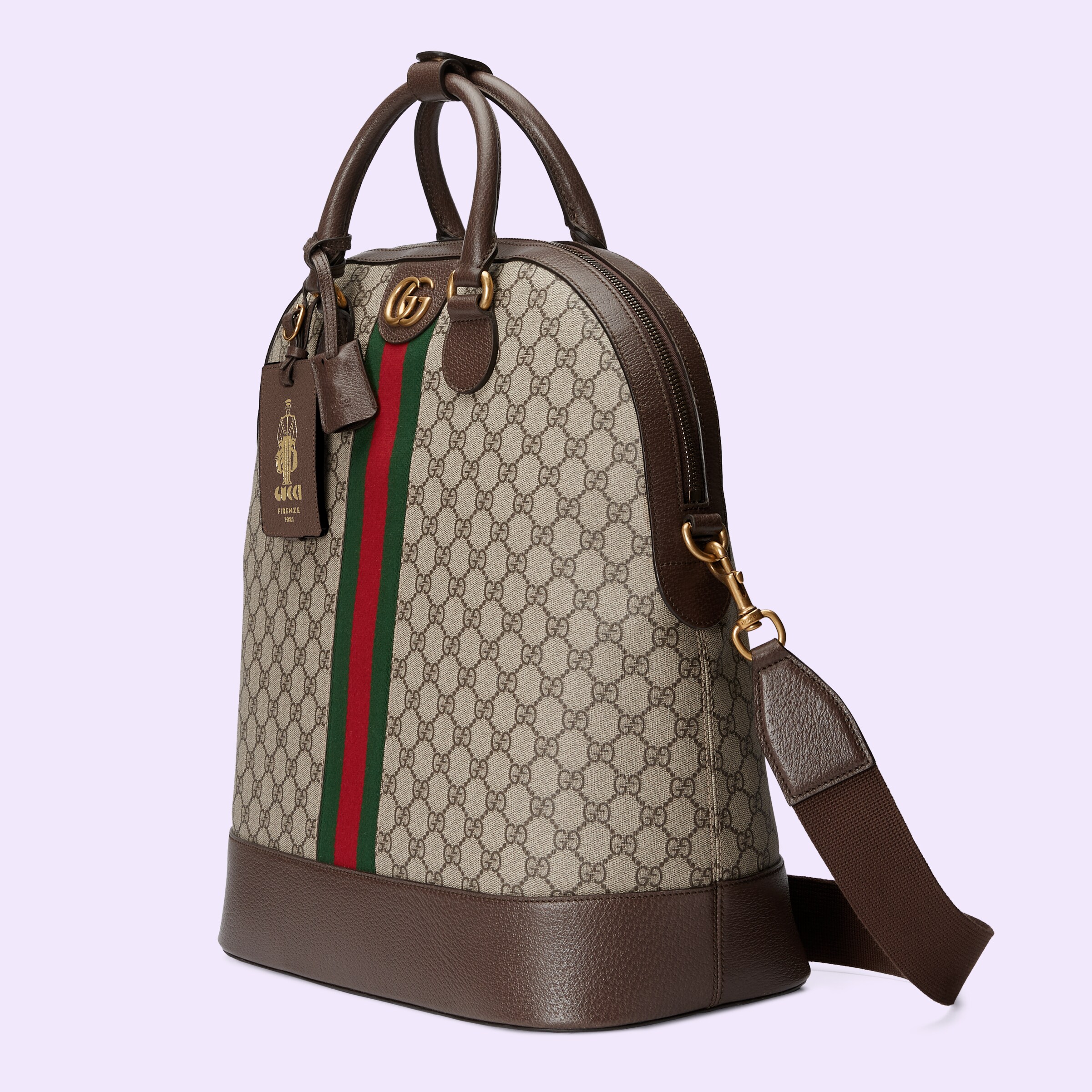 Gucci Savoy small bowling tote in beige and ebony Supreme GUCCI® NL