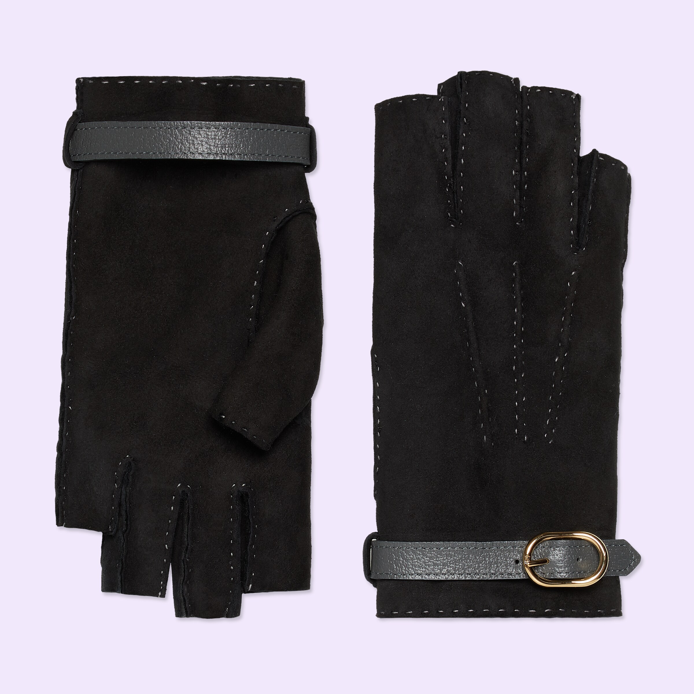 Suede fingerless gloves in black GUCCI® US