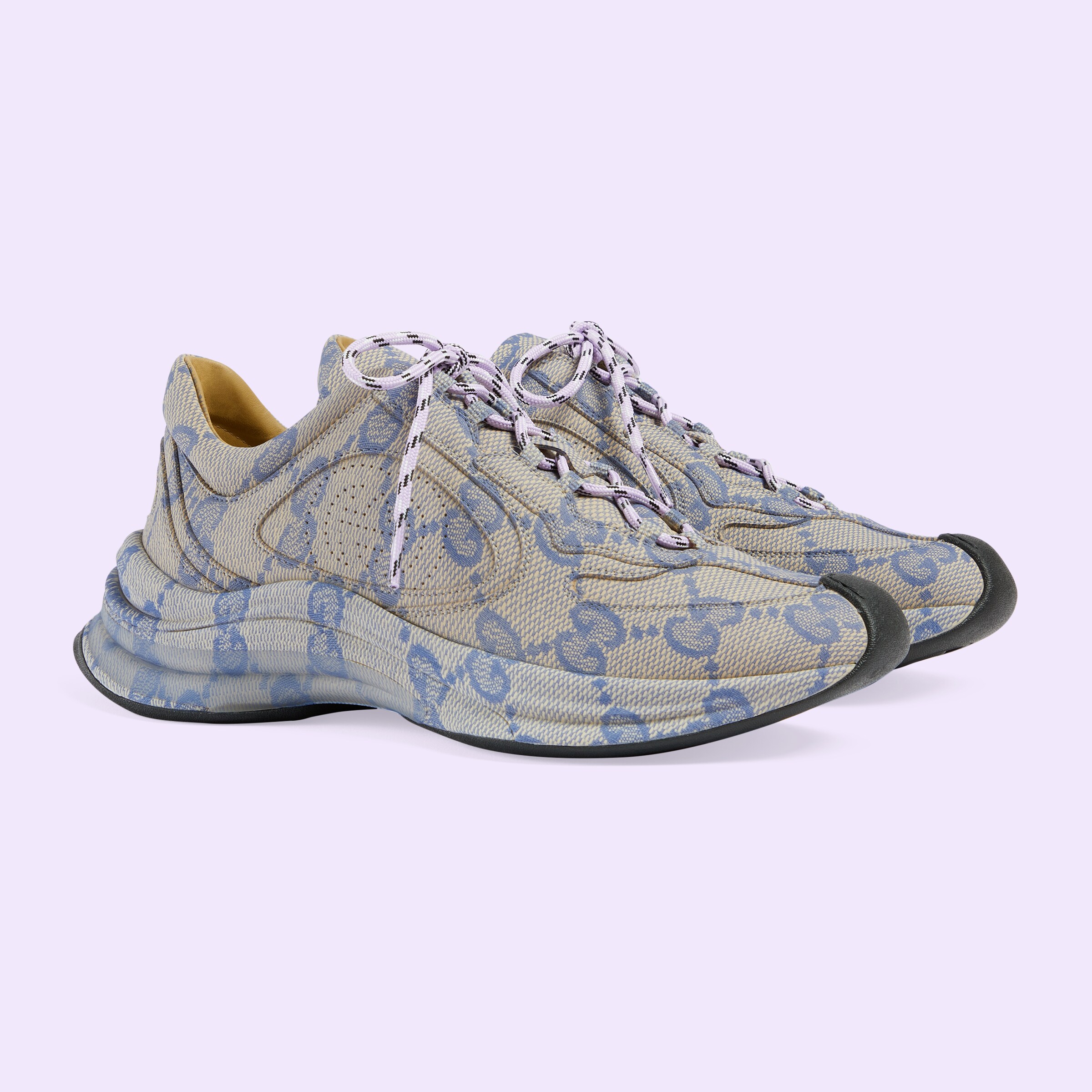 Women's Gucci Run sneaker in beige and blue leather GUCCI® US