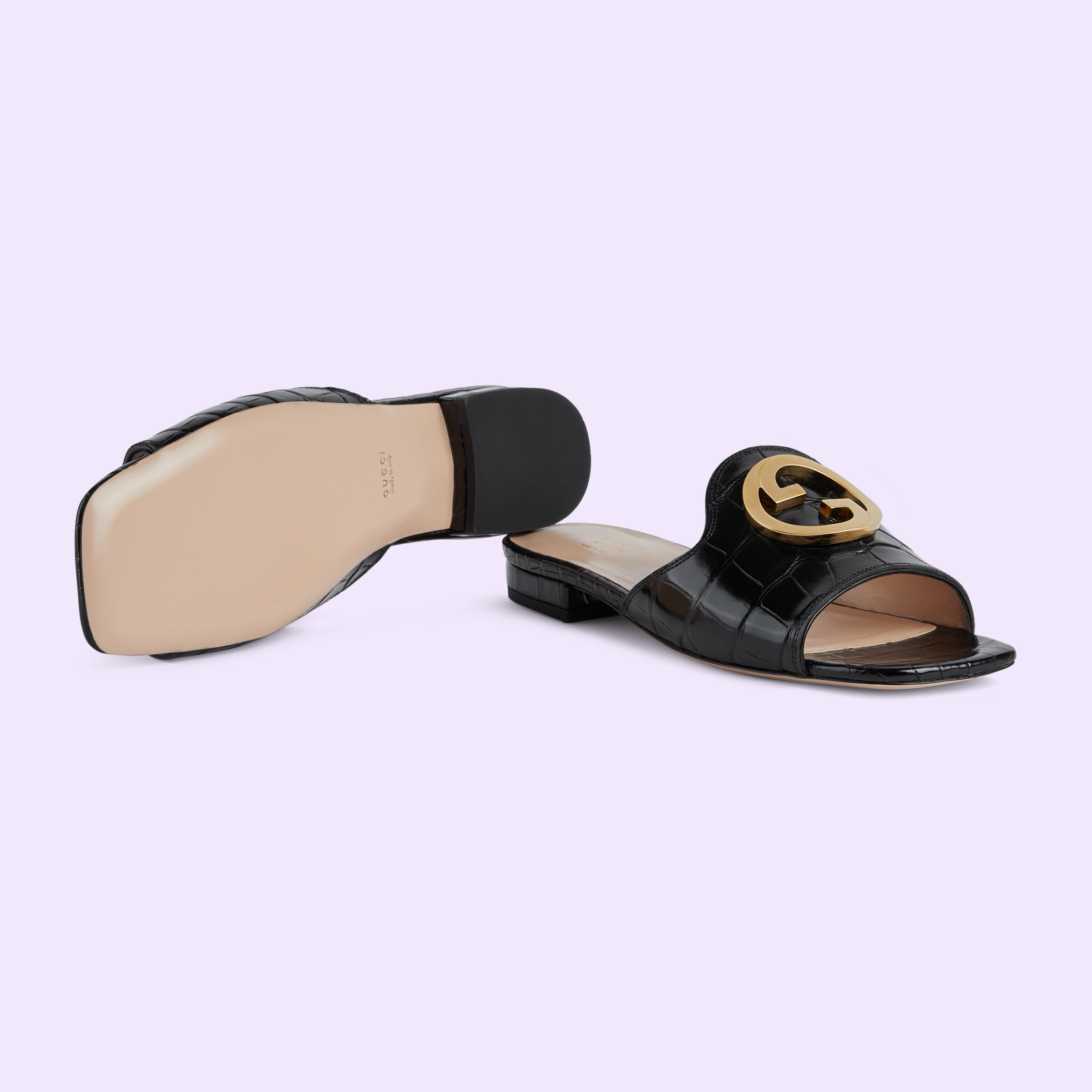 Women's Gucci Nojum Blondie crocodile slide in black GUCCI® US