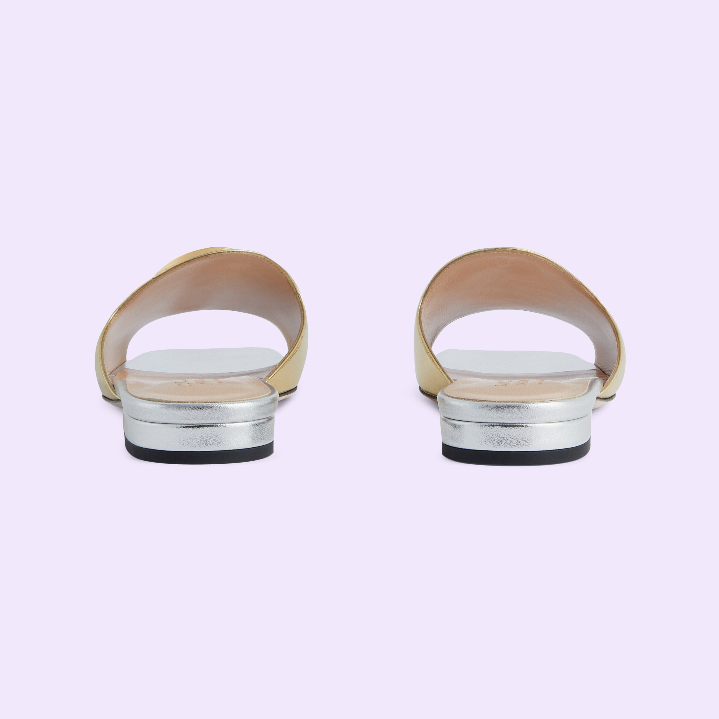 Women's Gucci Nojum Blondie slide in metallic platinum leather GUCCI