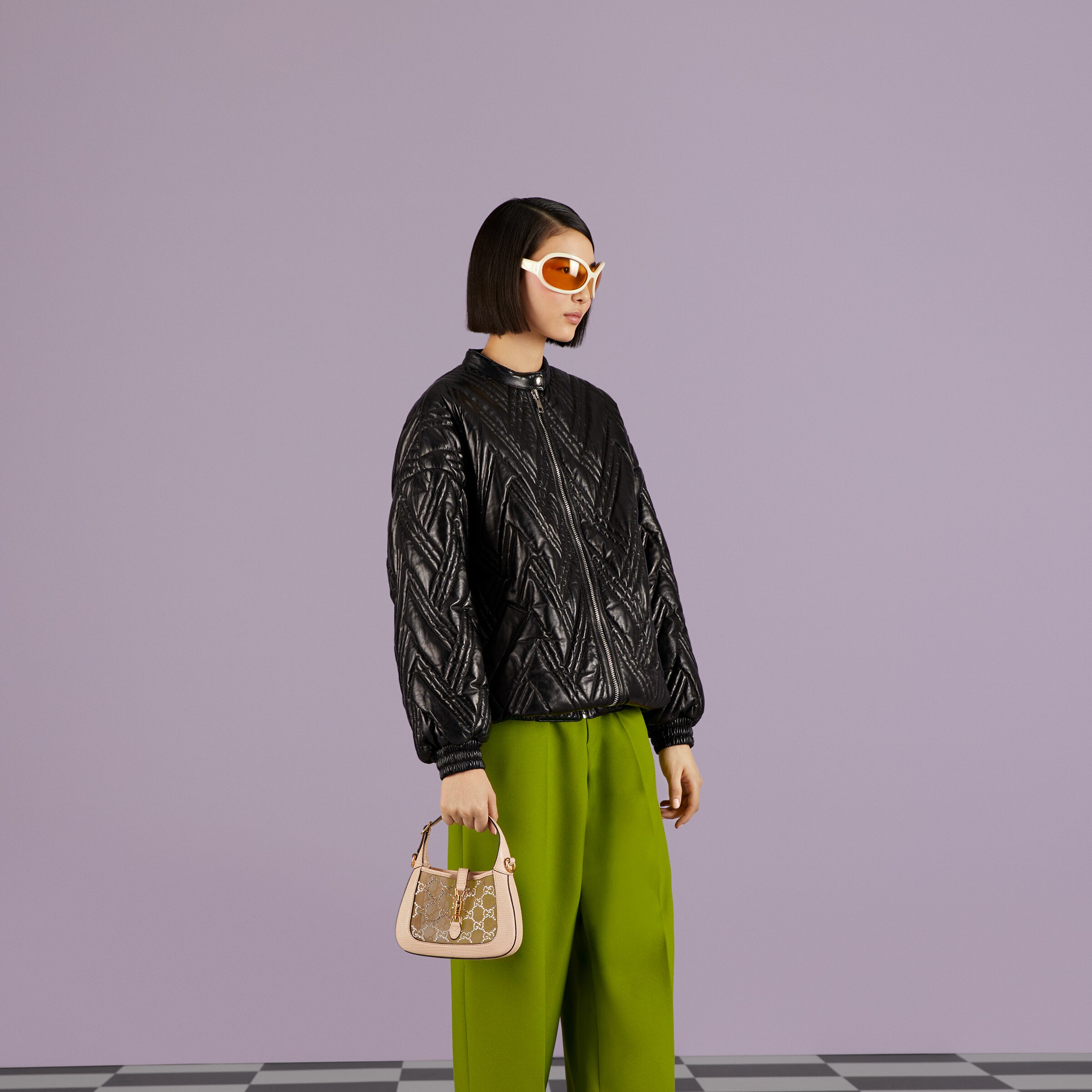 Jackie 1961 mini crystal GG lizard bag in powder pink GUCCI® AE