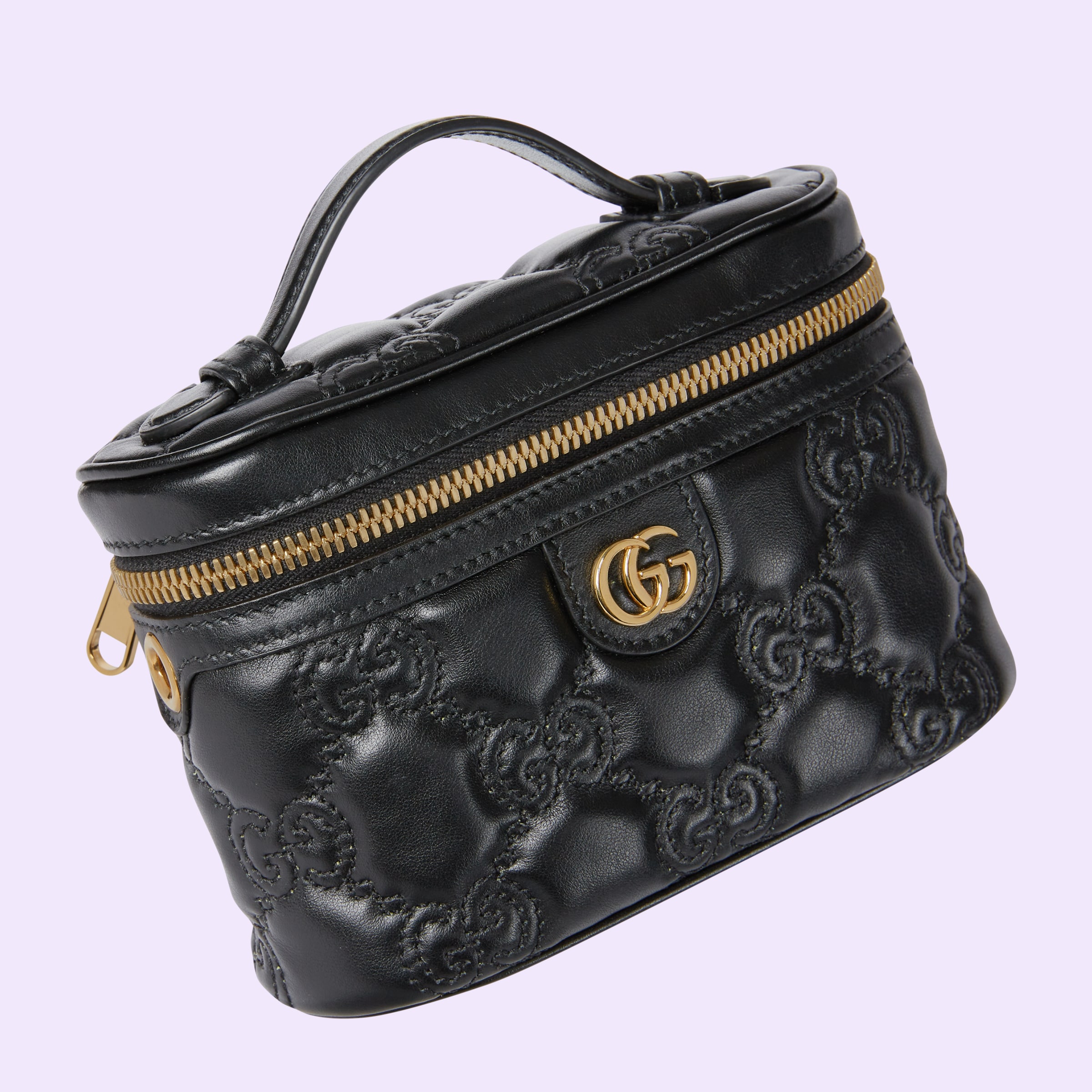 GG Matelassé top handle mini bag in black leather GUCCI® US