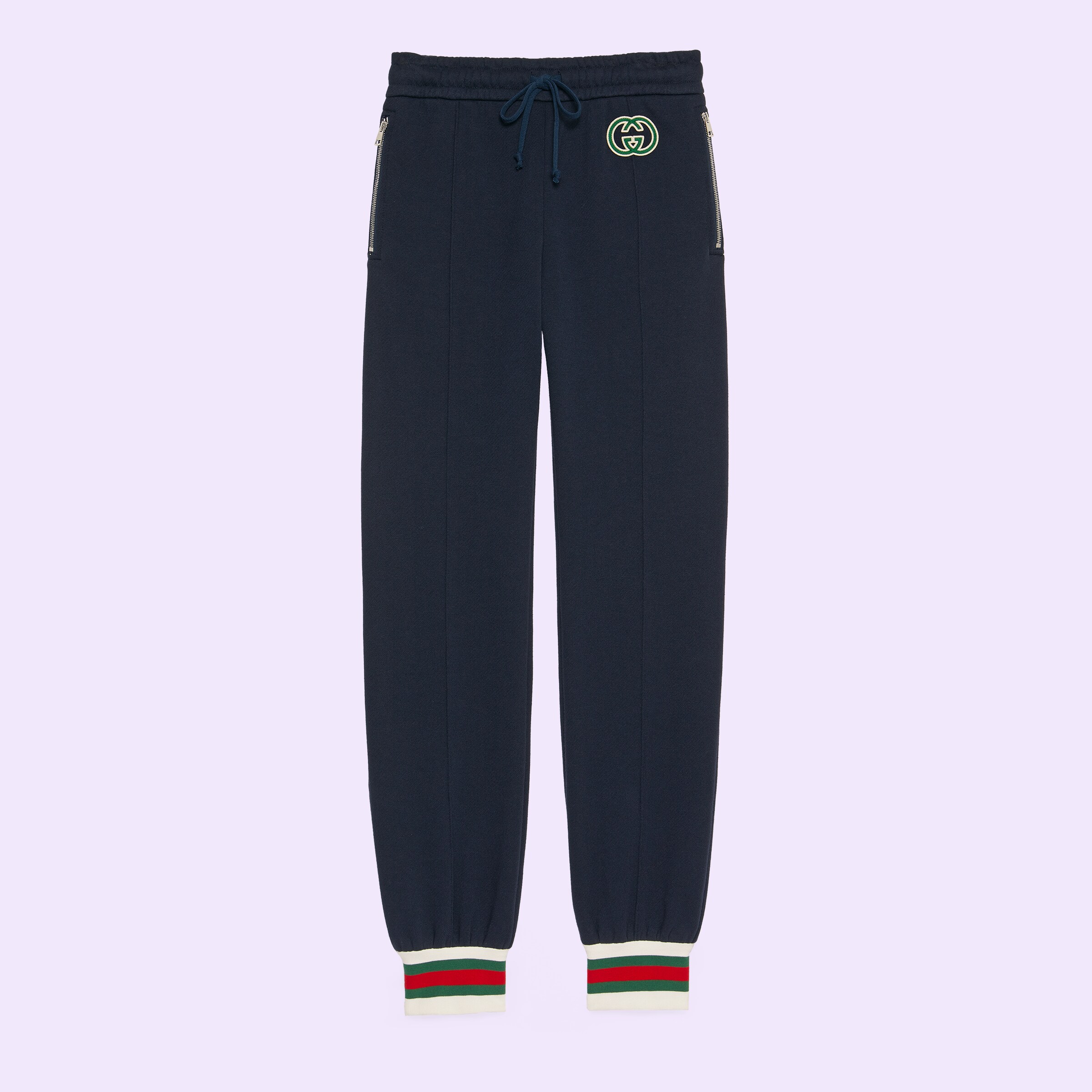 Cotton jersey track bottoms in dark blue GUCCI® US