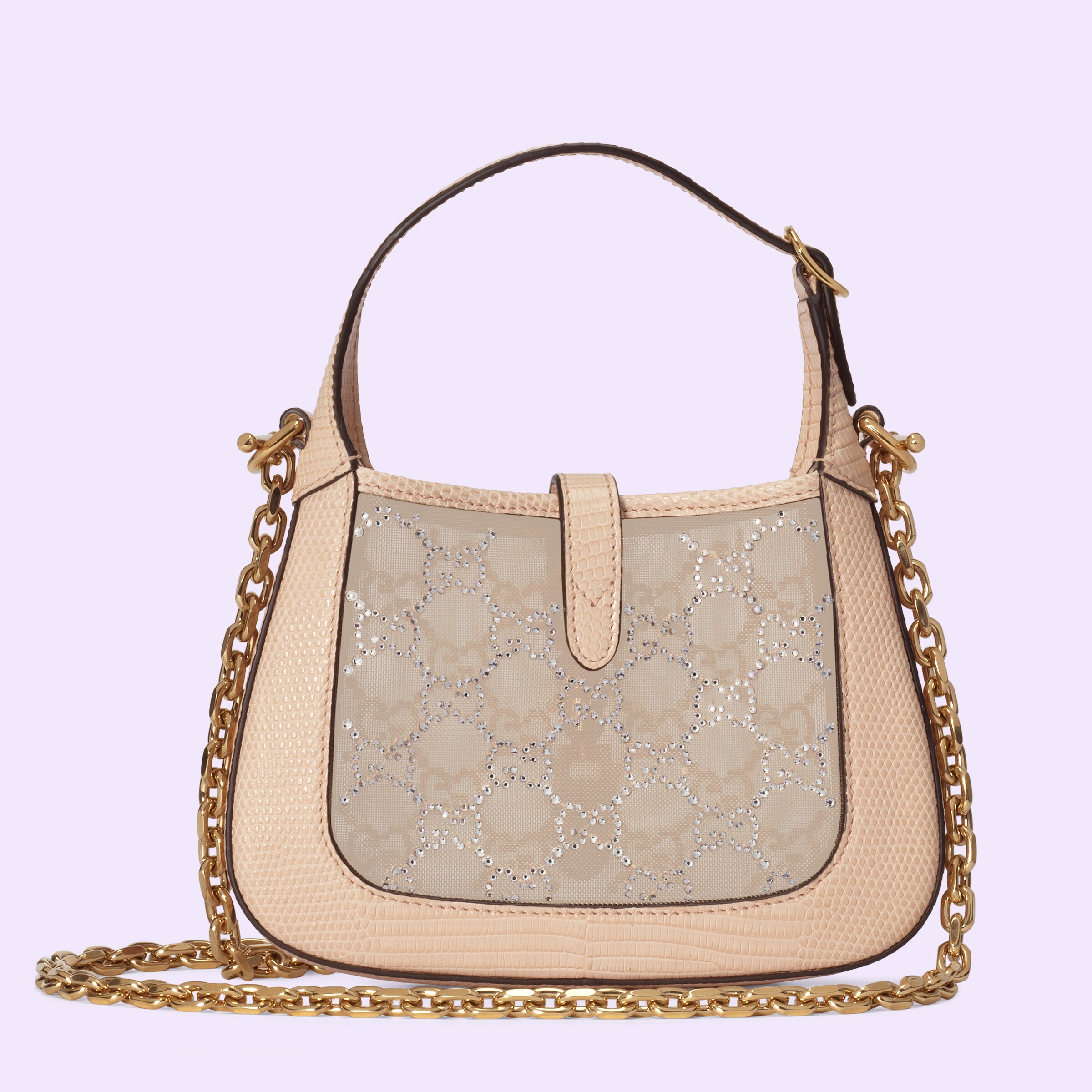 Jackie 1961 mini crystal GG lizard bag in powder pink GUCCI® AE