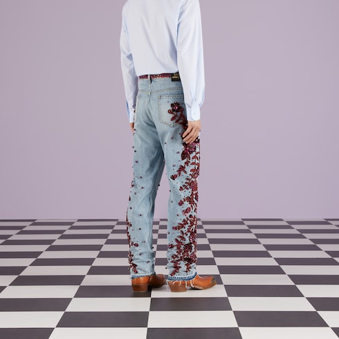 Gucci floral jeans hot sale