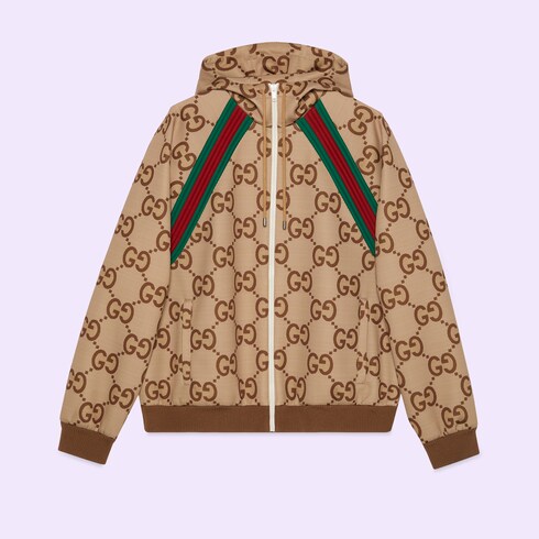 Jumbo GG zip jacket with Web in Beige Ready to wear GUCCI SI