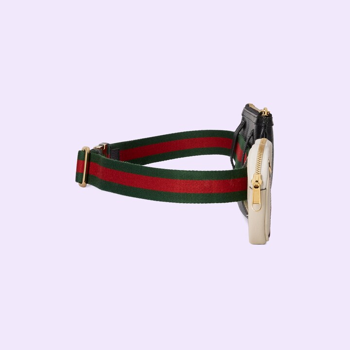 Ophidia heart utility belt in black and white leather GUCCI® US