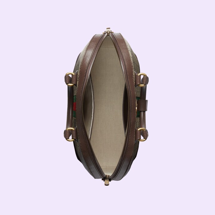 Gucci Savoy small bowling tote in beige and ebony Supreme GUCCI® NL