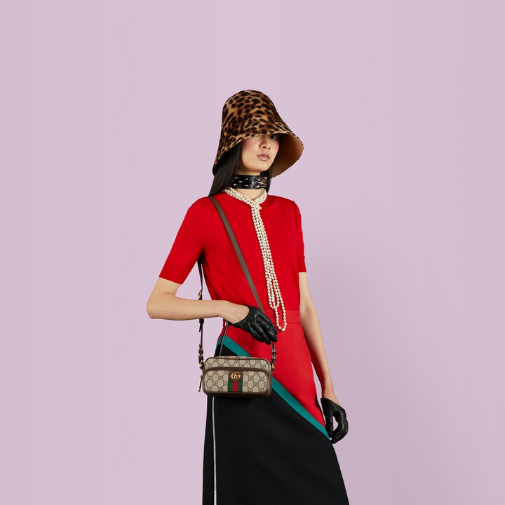 Ophidia mini bag in beige and ebony Supreme GUCCI® Australia