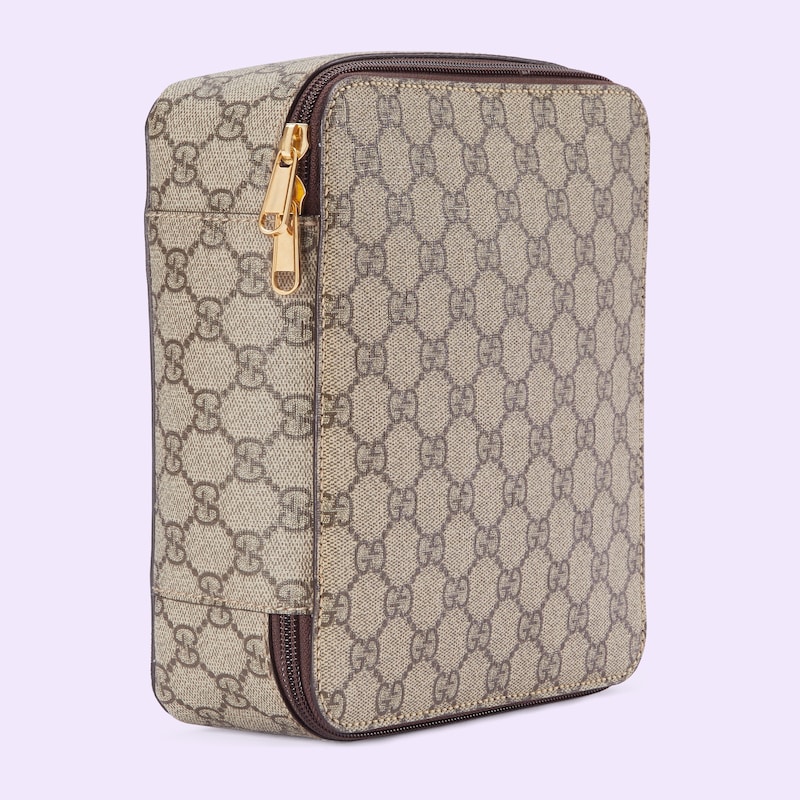 GG medium packing cube in beige and ebony Supreme | GUCCI® US