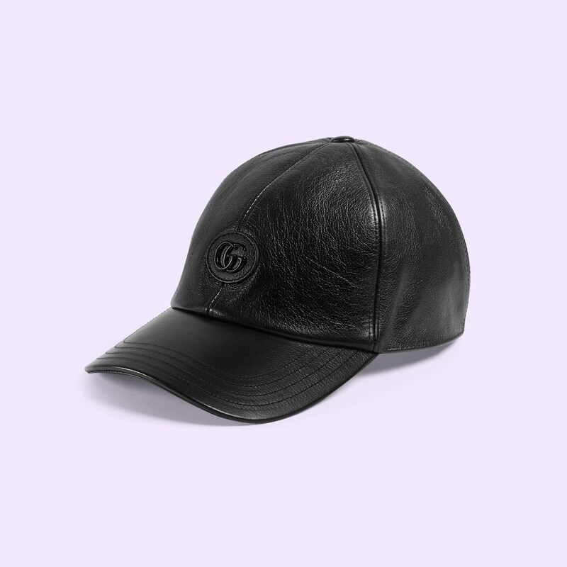Leather baseball hat with Double G
