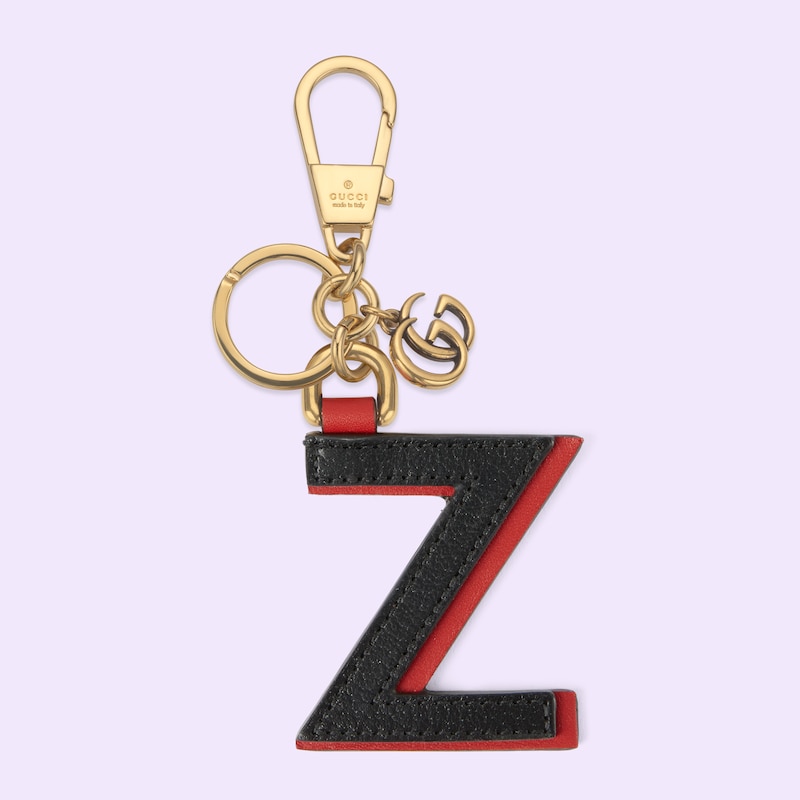 Portachiavi lettera Z in pelle rossa e nera | GUCCI® Italia