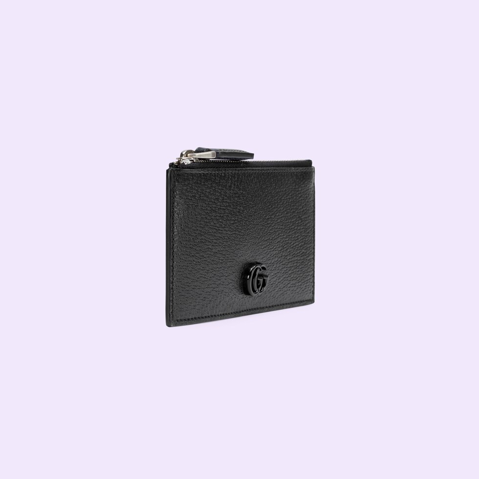 GG Marmont zip card case in black leather | GUCCI® US