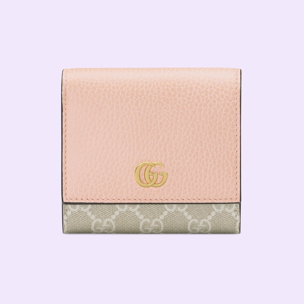 ダブルG ウォレットGGスプリーム キャンバス、ピンク レザー | GUCCI® JP