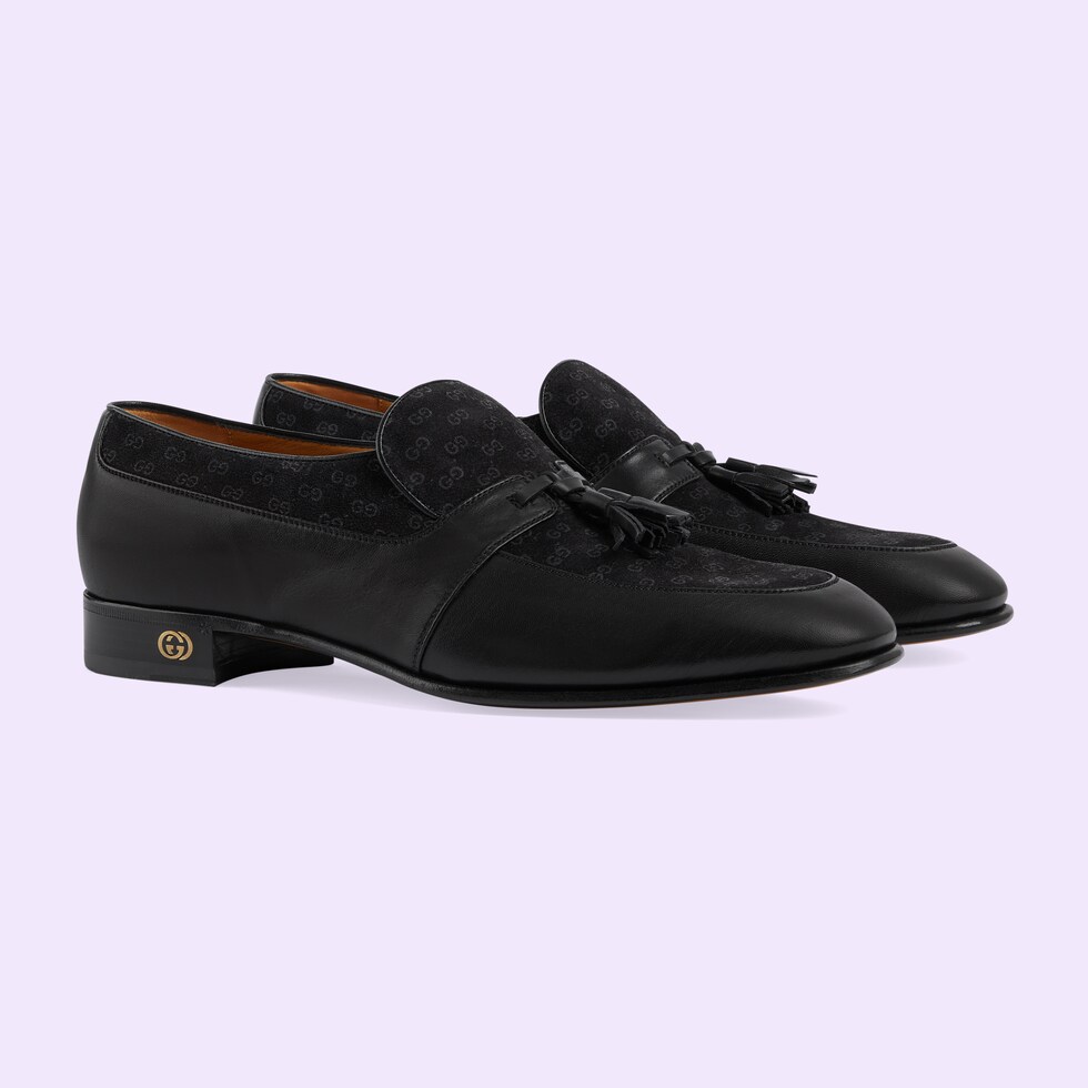 Men's loafer with tassel in black leather GUCCI® AE