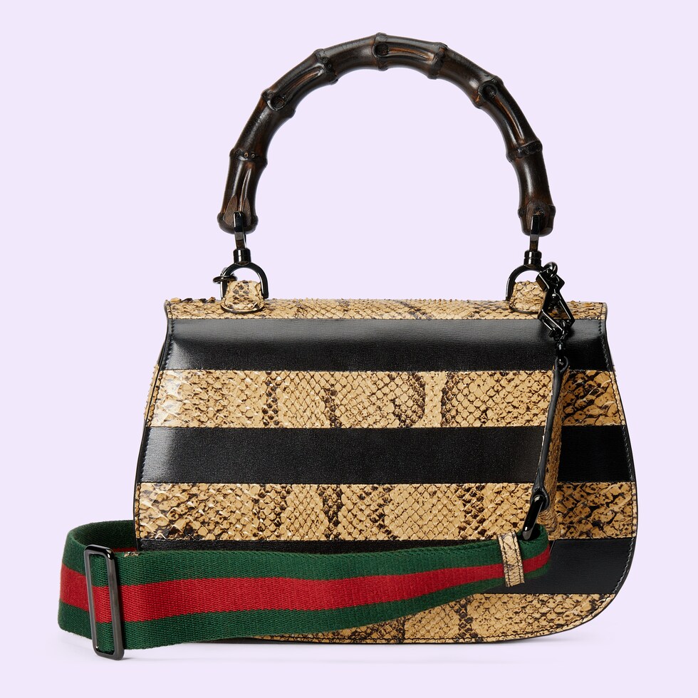 Gucci Bamboo 1947 medium python and leather bag in yellow and black