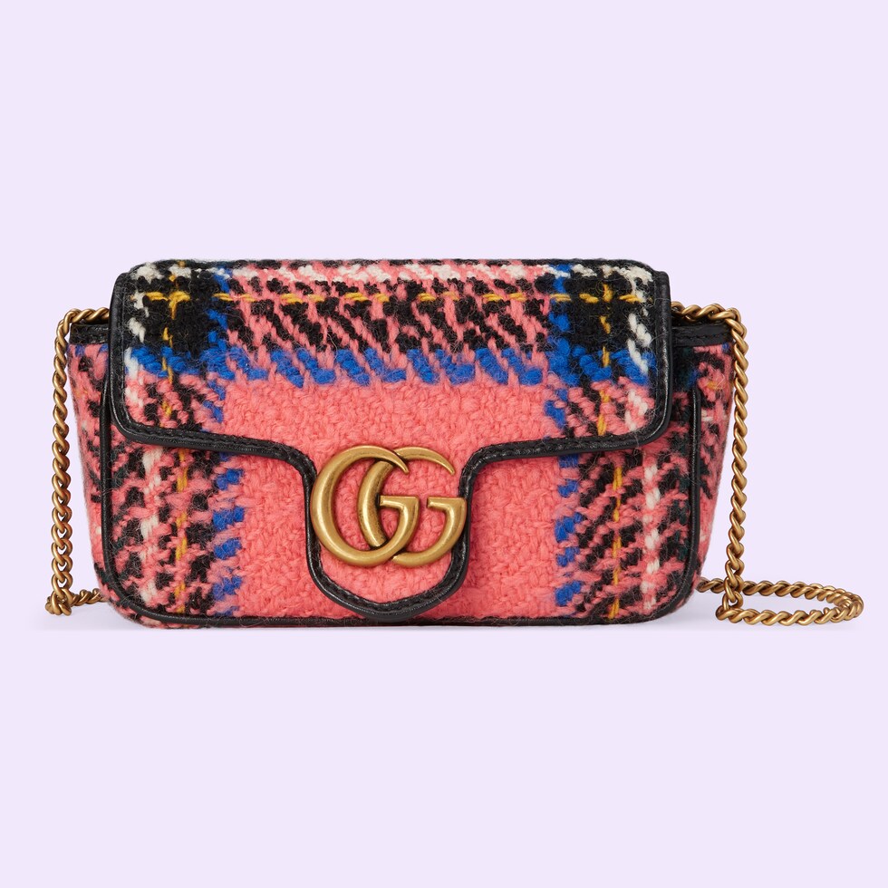 GG 20 SUPER MINI BAG WITH STRAP IN LIGHT PINK CALFSKIN