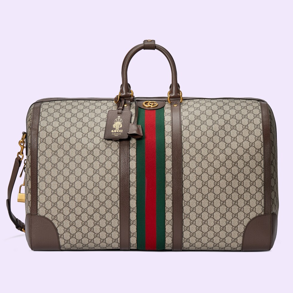 Gucci Savoy maxi duffle bag in beige and ebony Supreme GUCCI® US