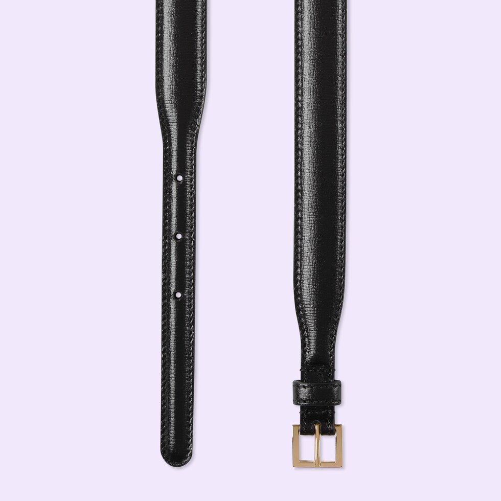 Horsebit thin belt in black leather GUCCI® NL