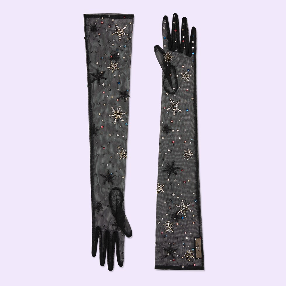 Sagester Neutral-toned gloves with crystals main image 0
