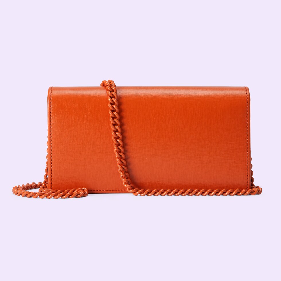 Gucci Horsebit 1955 wallet with chain in orange leather GUCCI® US