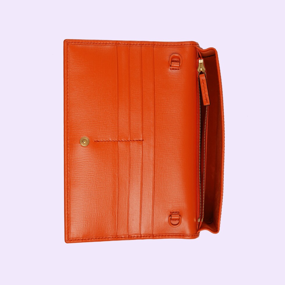 Gucci Horsebit 1955 wallet with chain in orange leather GUCCI® US