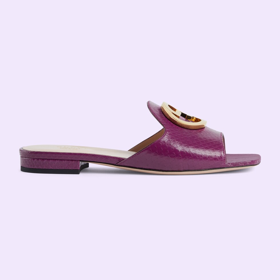 Women's Gucci Nojum Blondie crocodile slide in purple GUCCI® AE