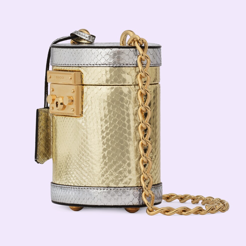 Gucci Nojum Broadway python bag in metallic gold and silver 