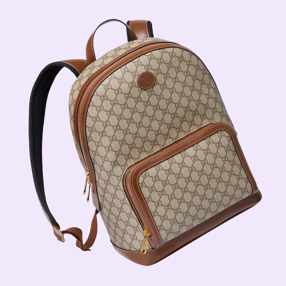 Backpack with Interlocking G in beige and ebony Supreme GUCCI® US