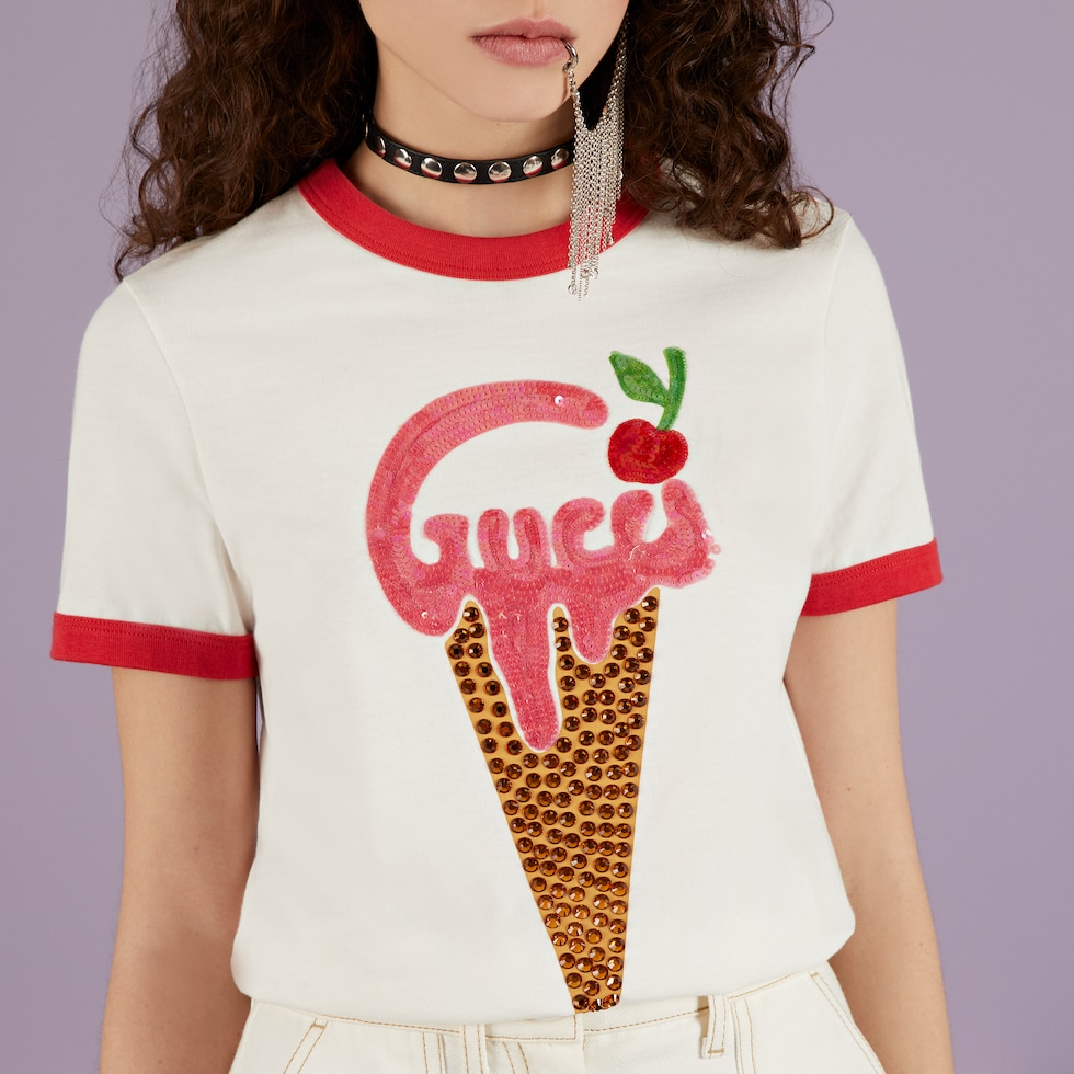 GUCCI アイスクリーム コットンジャージー Tシャツアイボリー | GUCCI® JP