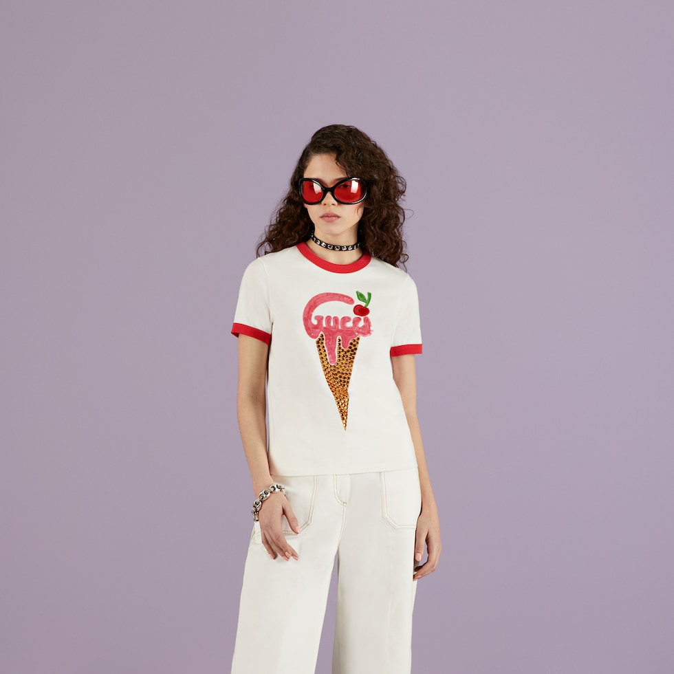 GUCCI アイスクリーム コットンジャージー Tシャツアイボリー | GUCCI® JP