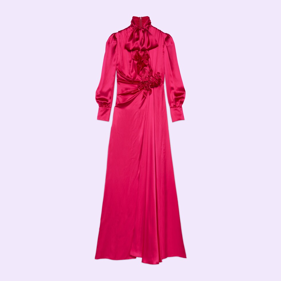 Gucci Nojum satin viscose silk maxi dress in pink GUCCI® ZA