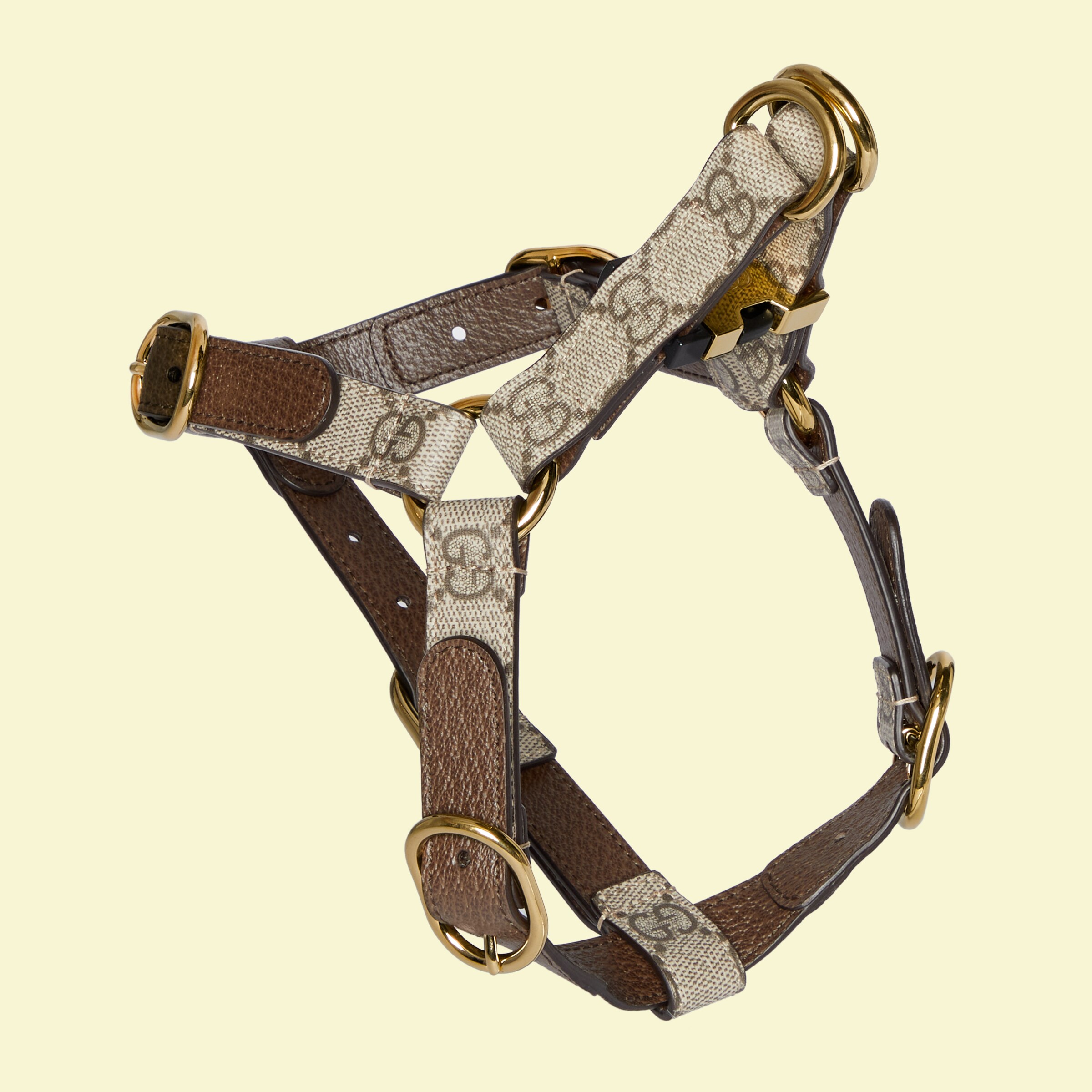 Small/medium pet harness in beige and ebony canvas GUCCI® US