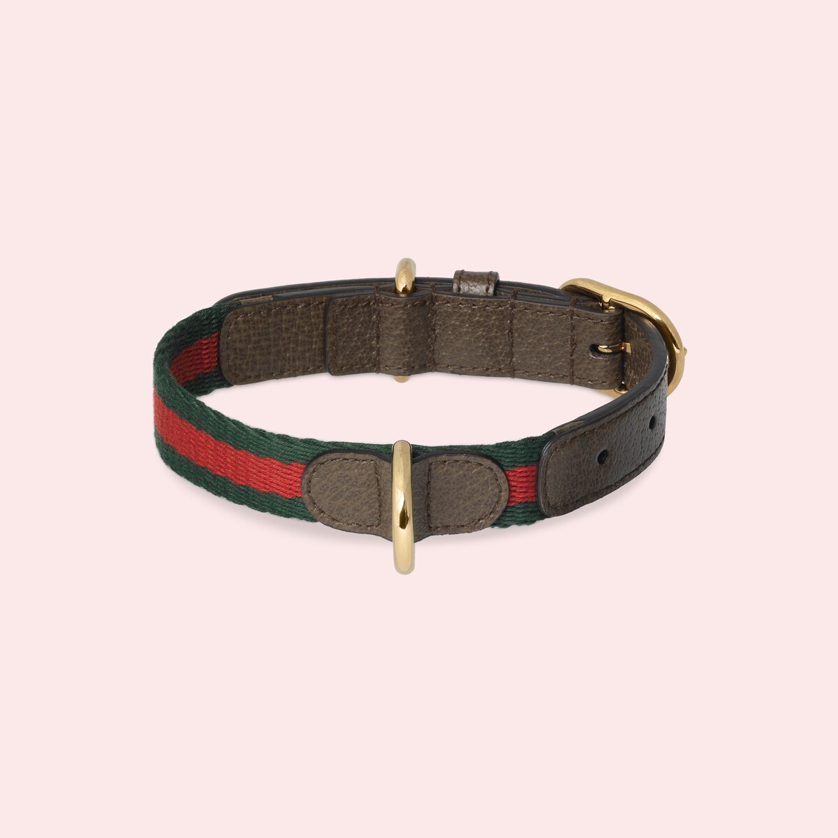Small/medium pet collar in green and red fabric GUCCI® US